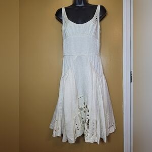 Zac Posen Elegant Cream Sleeveless Linen Blend Formal Dress Sz 6